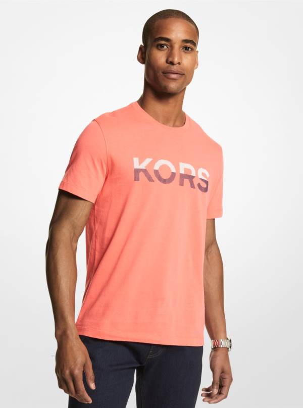 Panske Tricko Michael Kors Logo Cotton Hnede Ruzove - Oblecenie Michael Kors Nejlevnejsi | BLUEZ-6791